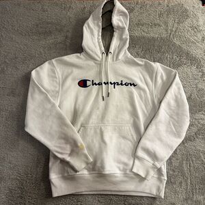 Champion Hoodie‎ Sweat Shirt Men's Medium M White Spell Out Logo